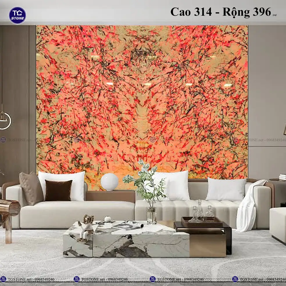Tranh Đá Tự Nhiên Xuyên Sáng Hoa Mai Hoa Đào 46