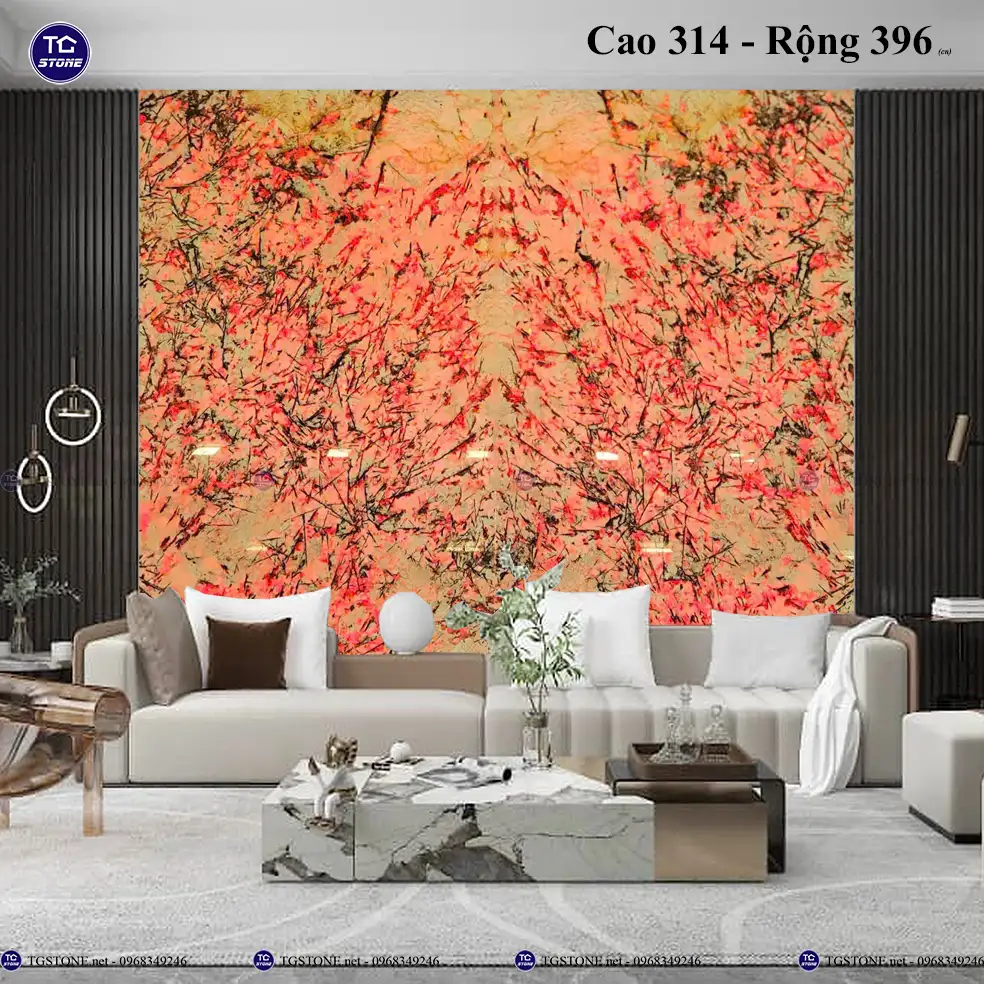 Tranh Đá Tự Nhiên Xuyên Sáng Hoa Mai Hoa Đào 47