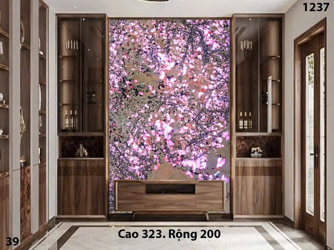 Tranh Đá Tự Nhiên Xuyên Sáng Hoa Mai Hoa Đào 48
