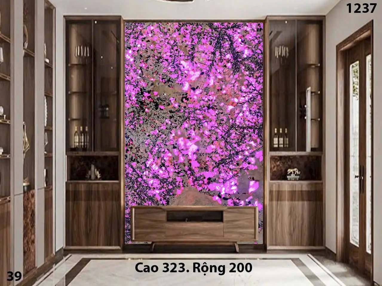 Tranh Đá Tự Nhiên Xuyên Sáng Hoa Mai Hoa Đào 51