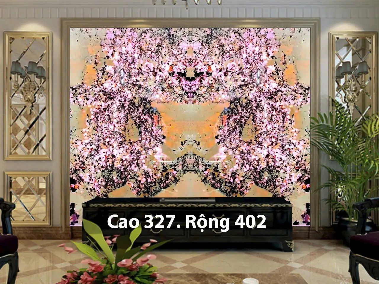 Tranh Đá Tự Nhiên Xuyên Sáng Hoa Mai Hoa Đào 58