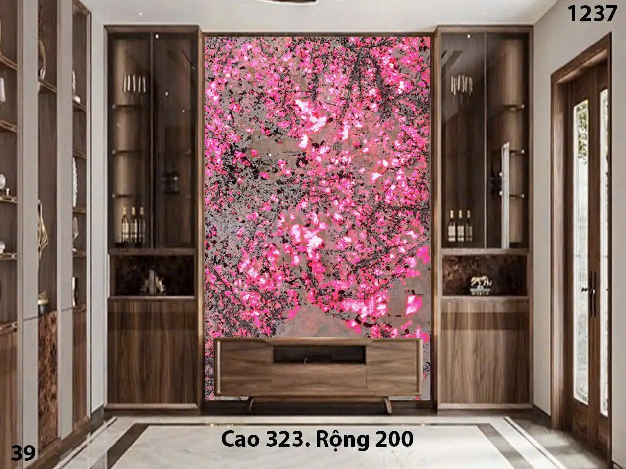 Tranh Đá Tự Nhiên Xuyên Sáng Hoa Mai Hoa Đào 62