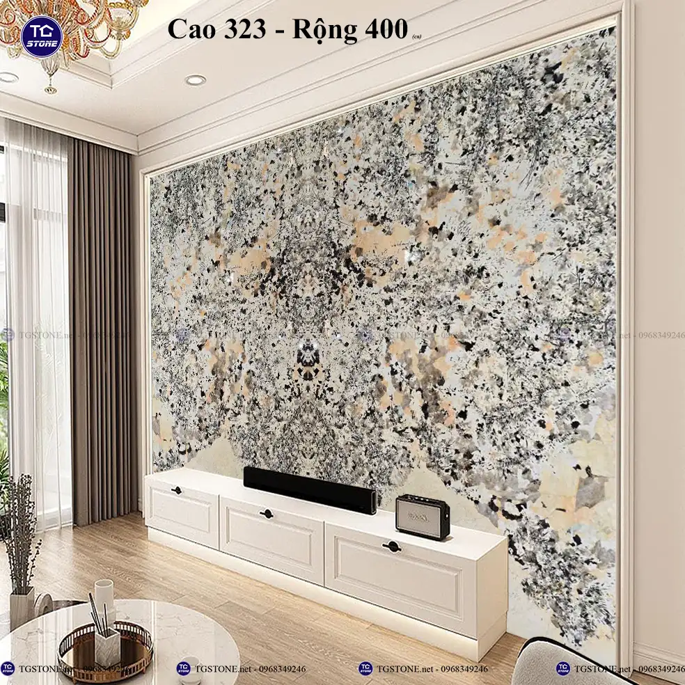 Tranh Đá Tự Nhiên Xuyên Sáng Hoa Mai Hoa Đào 67