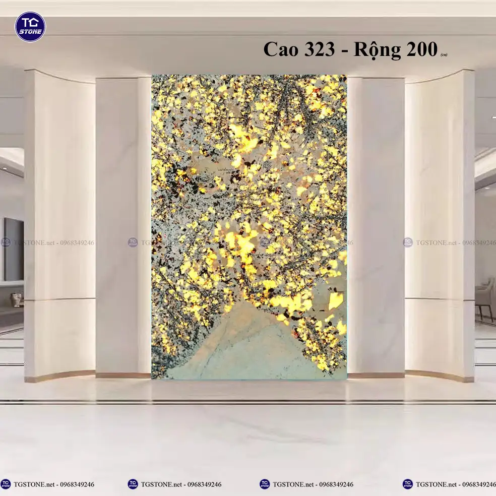 Tranh Đá Tự Nhiên Xuyên Sáng Hoa Mai Hoa Đào 70