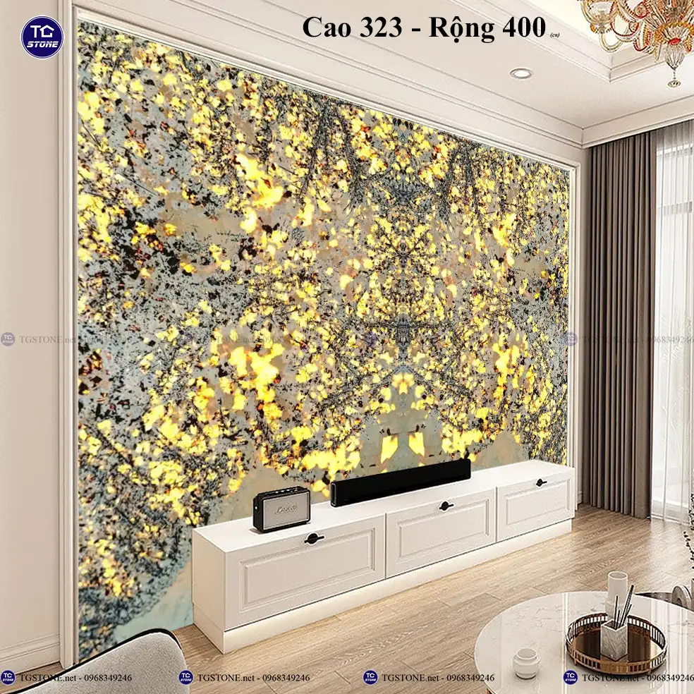 Tranh Đá Tự Nhiên Xuyên Sáng Hoa Mai Hoa Đào 71