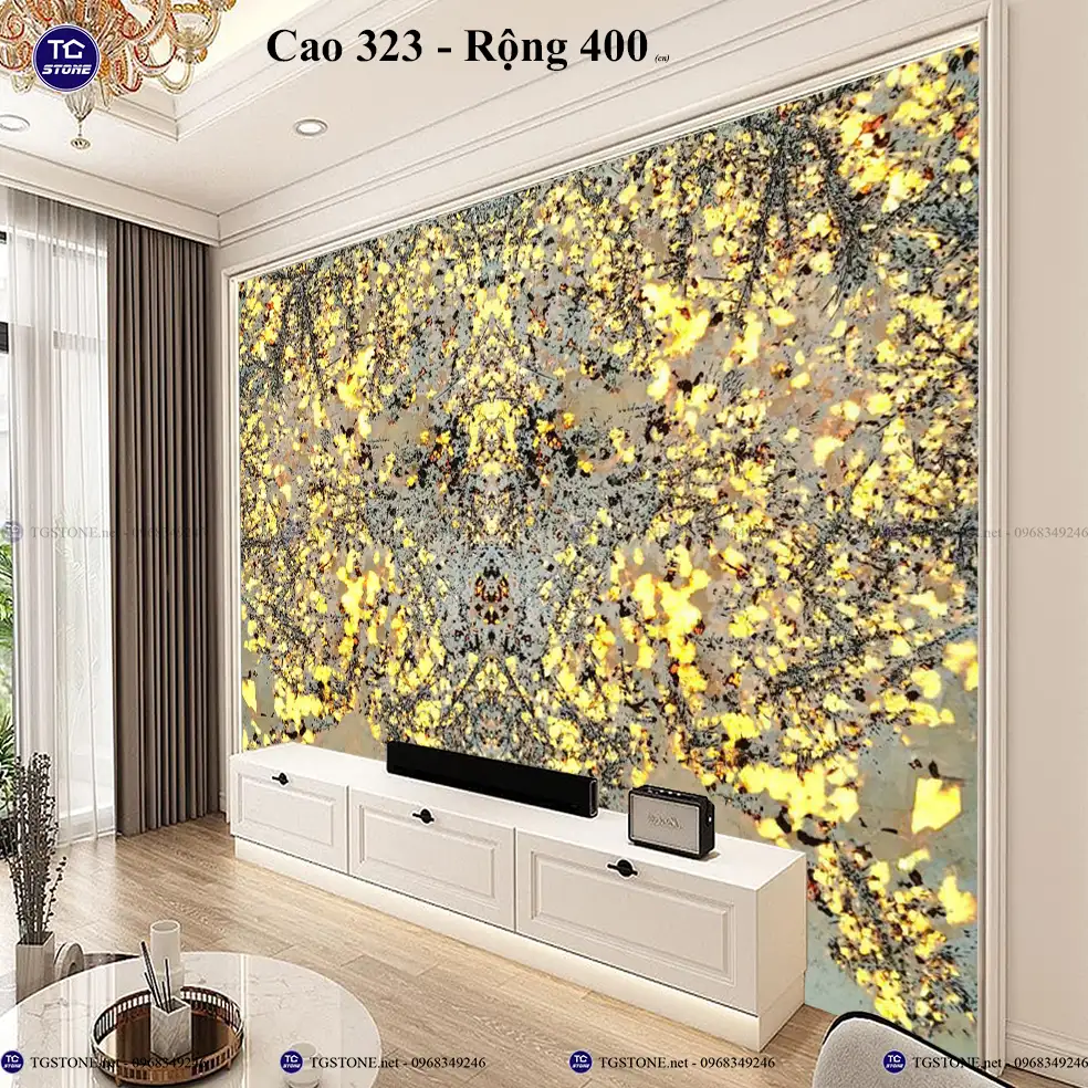Tranh Đá Tự Nhiên Xuyên Sáng Hoa Mai Hoa Đào 72