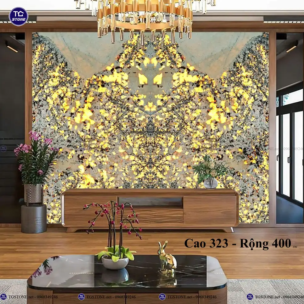 Tranh Đá Tự Nhiên Xuyên Sáng Hoa Mai Hoa Đào 73