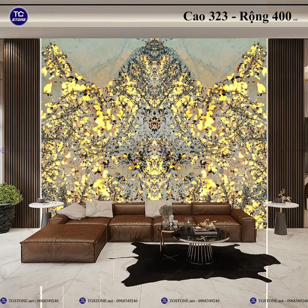 Tranh Đá Tự Nhiên Xuyên Sáng Hoa Mai Hoa Đào 74
