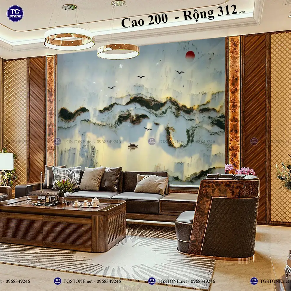 Tranh Đá Sơn Thủy Tự Nhiên Phòng Khách 6