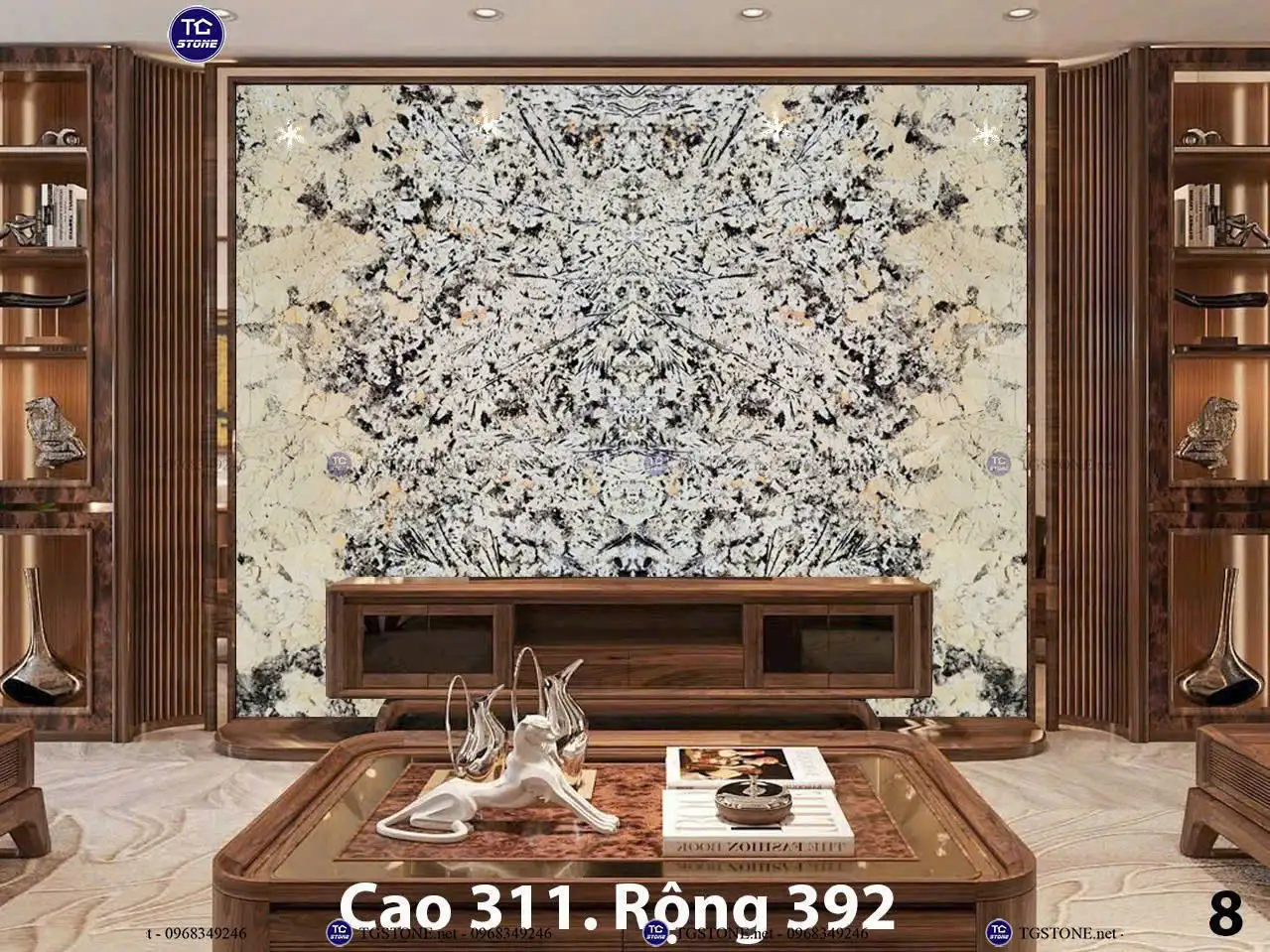 Tranh Đá Xuyên Sáng Đối Xứng Cho Phòng Khách 104