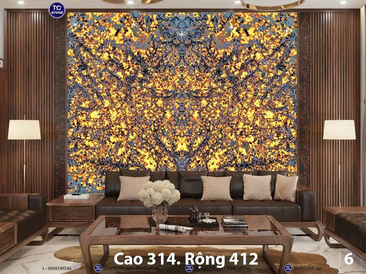 Tranh Đá Xuyên Sáng Đối Xứng Cho Phòng Khách 142