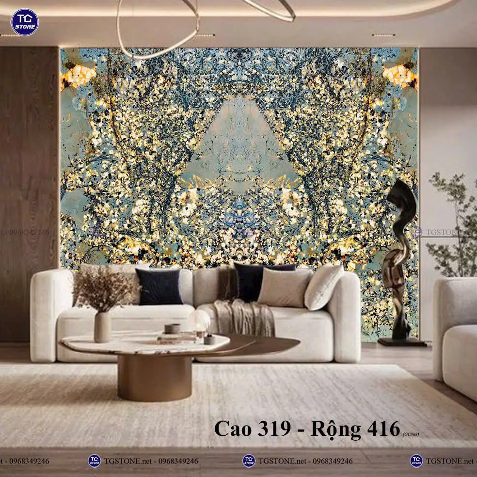 Tranh Đá Xuyên Sáng Đối Xứng Cho Phòng Khách 148