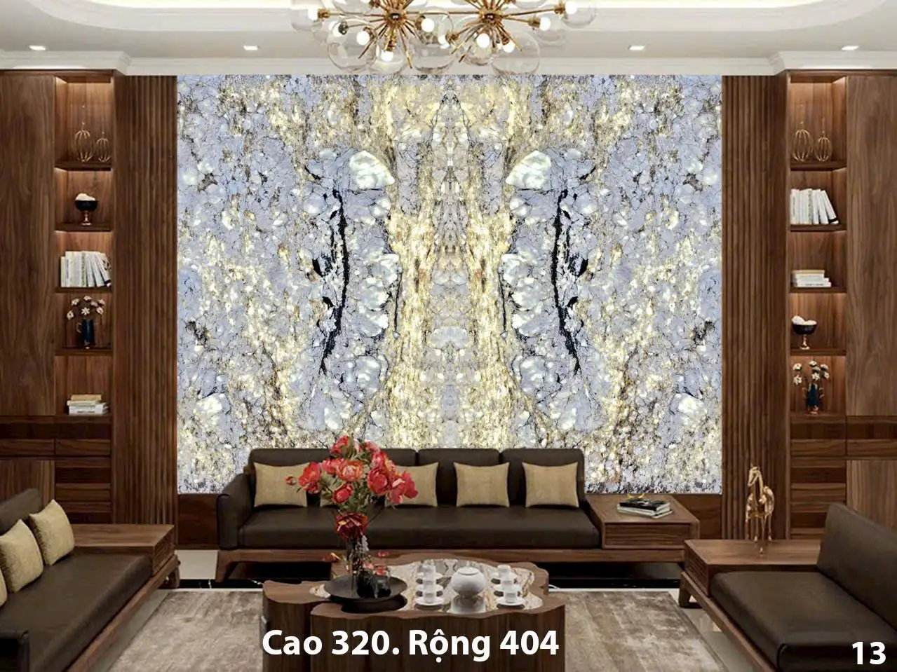 Tranh Đá Xuyên Sáng Đối Xứng Cho Phòng Khách 240