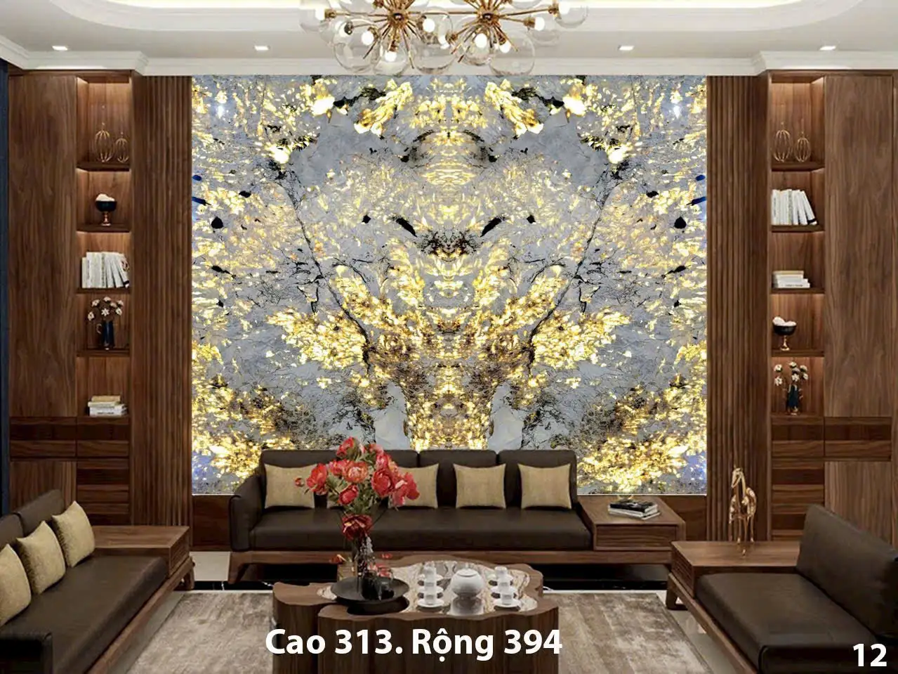 Tranh Đá Xuyên Sáng Đối Xứng Cho Phòng Khách 274