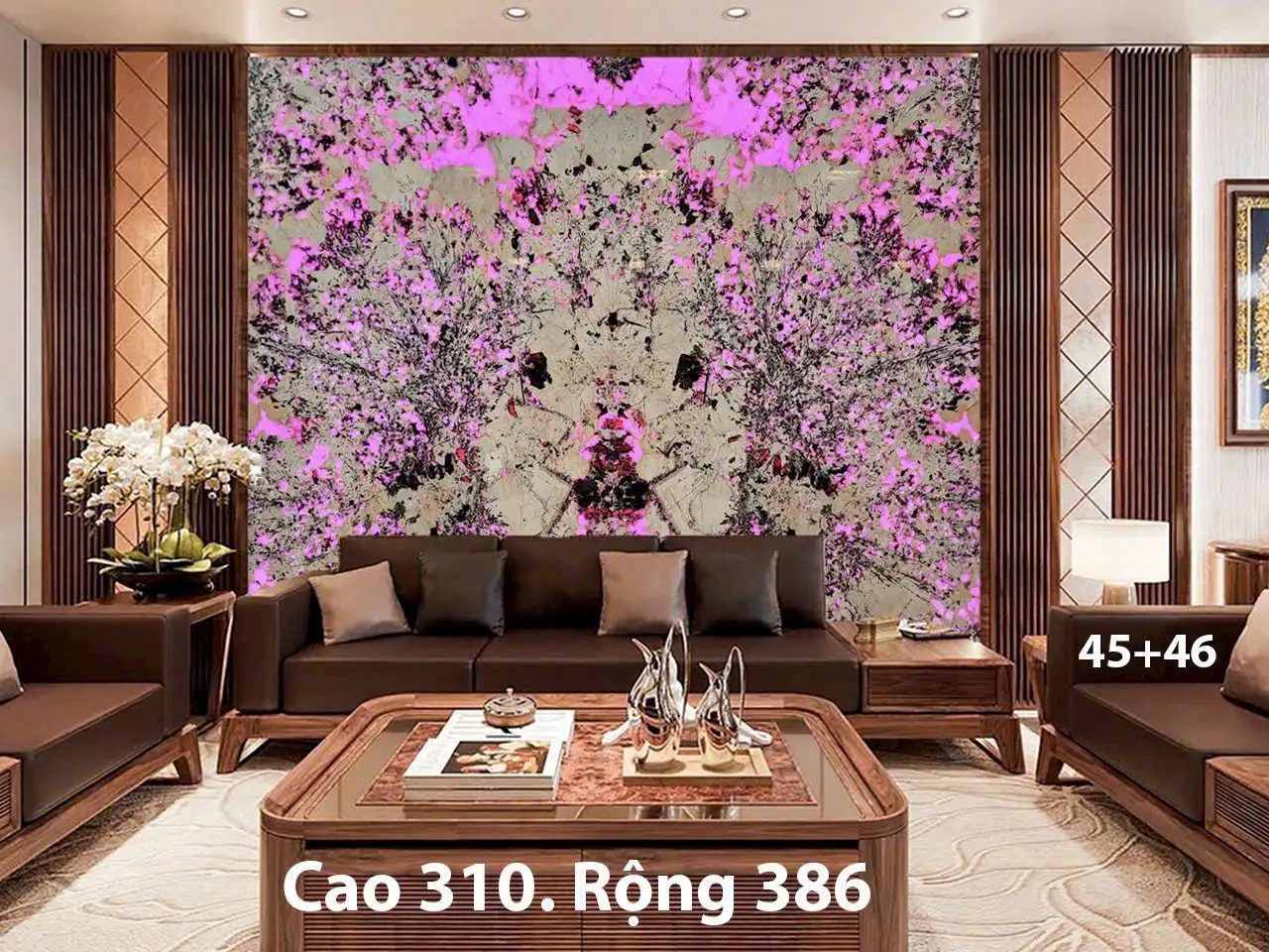 Tranh Đá Xuyên Sáng Đối Xứng Cho Phòng Khách 364