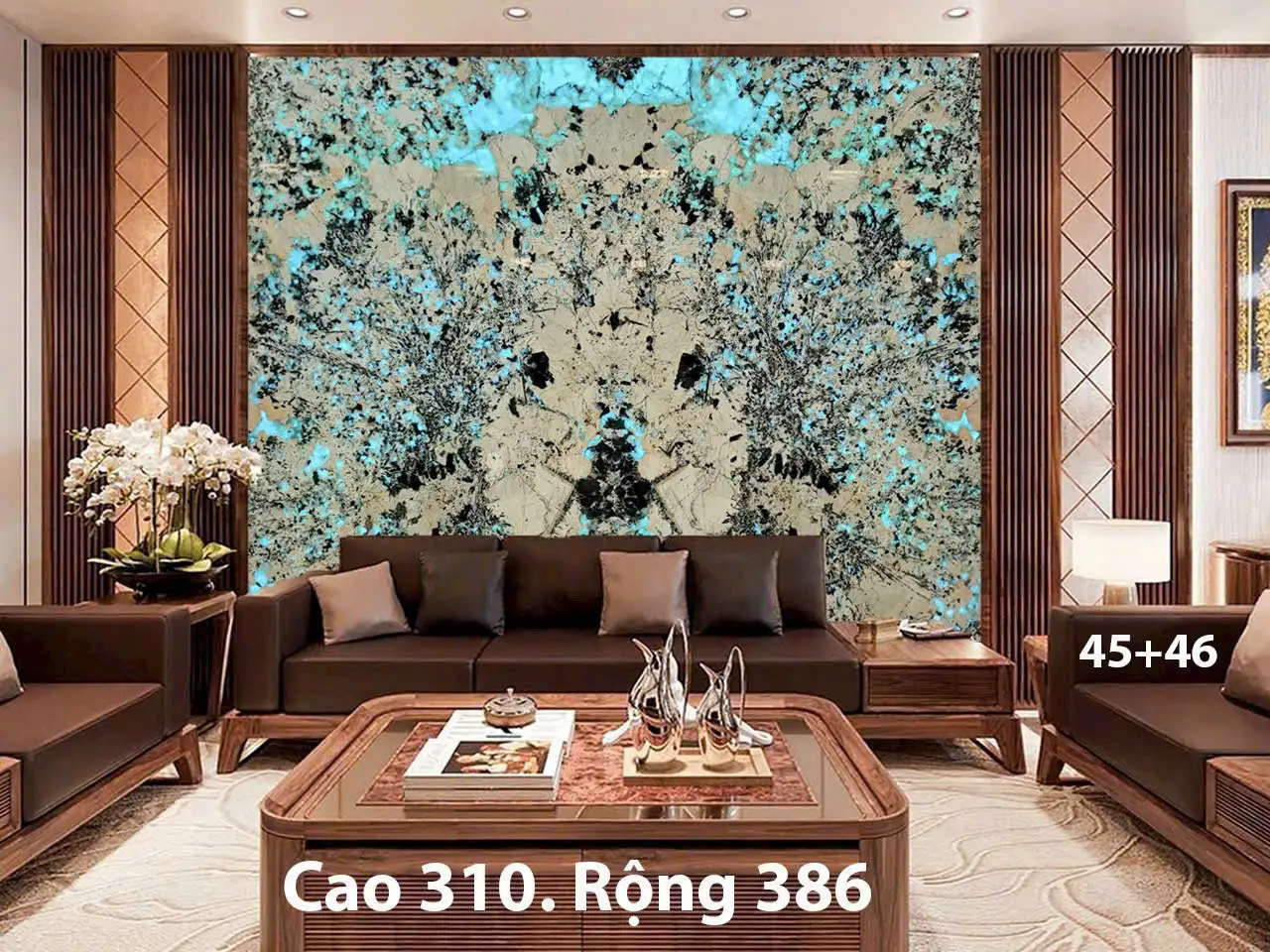 Tranh Đá Xuyên Sáng Đối Xứng Cho Phòng Khách 365