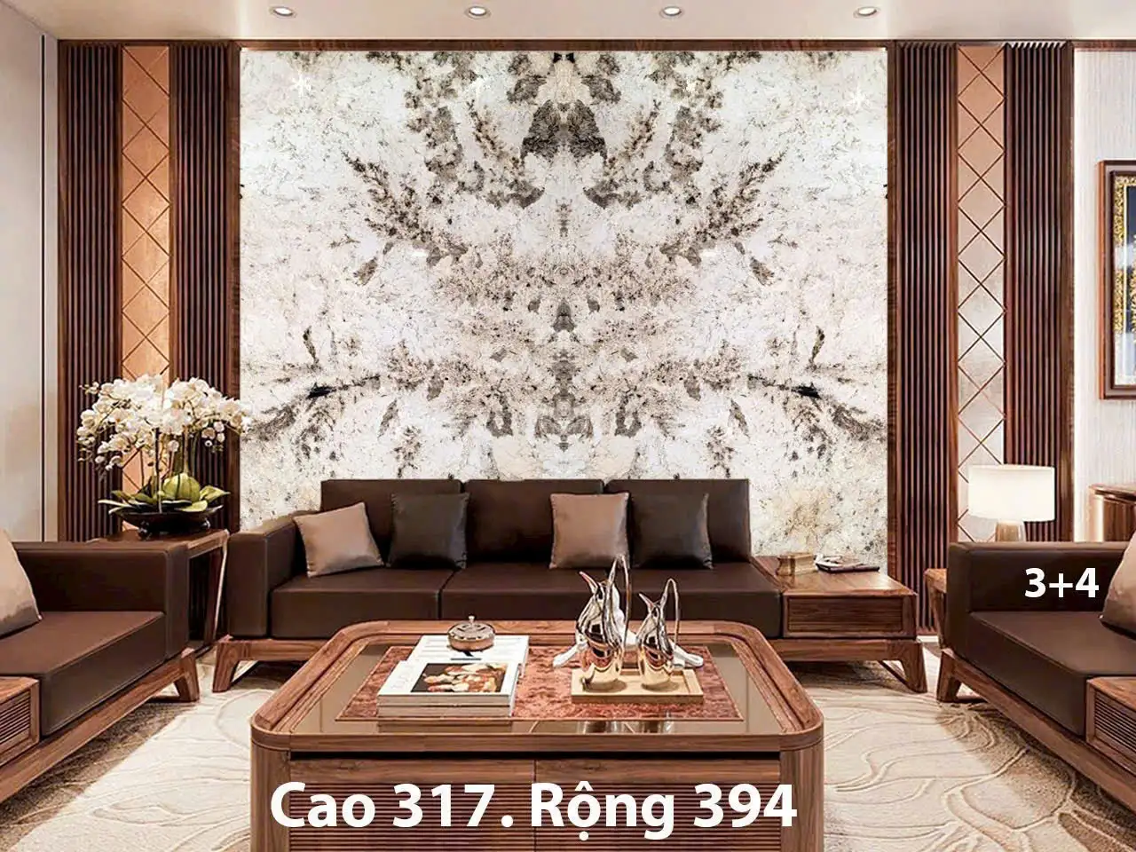 Tranh Đá Xuyên Sáng Đối Xứng Cho Phòng Khách 408