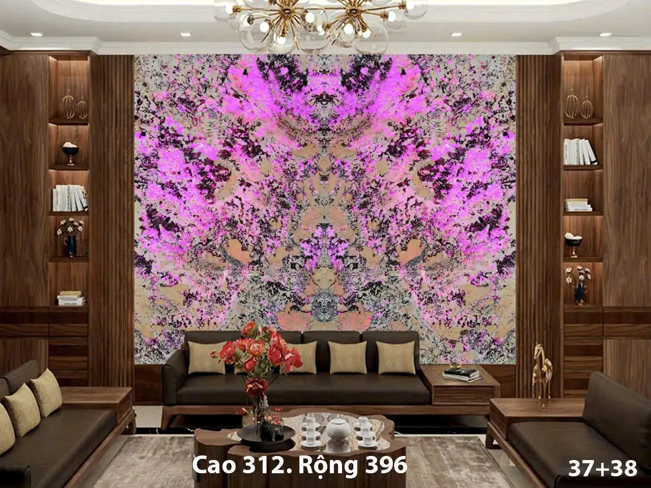 Tranh Đá Xuyên Sáng Đối Xứng Cho Phòng Khách 482