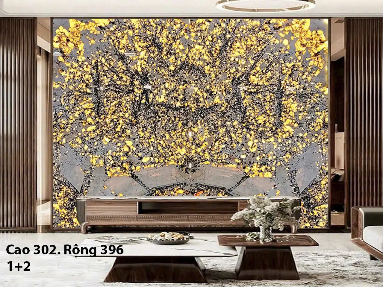 Tranh Đá Xuyên Sáng Đối Xứng Cho Phòng Khách 559