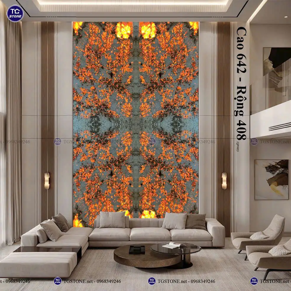 Tranh Đá Xuyên Sáng Thông Tầng 4 Tấm Đối Xứng 106