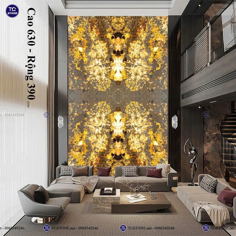 Tranh Đá Xuyên Sáng Thông Tầng 4 Tấm Đối Xứng 125
