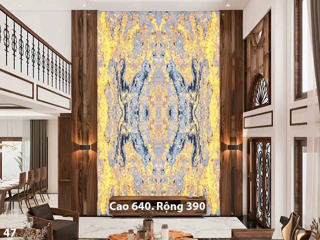 Tranh Đá Xuyên Sáng Thông Tầng 4 Tấm Đối Xứng 133