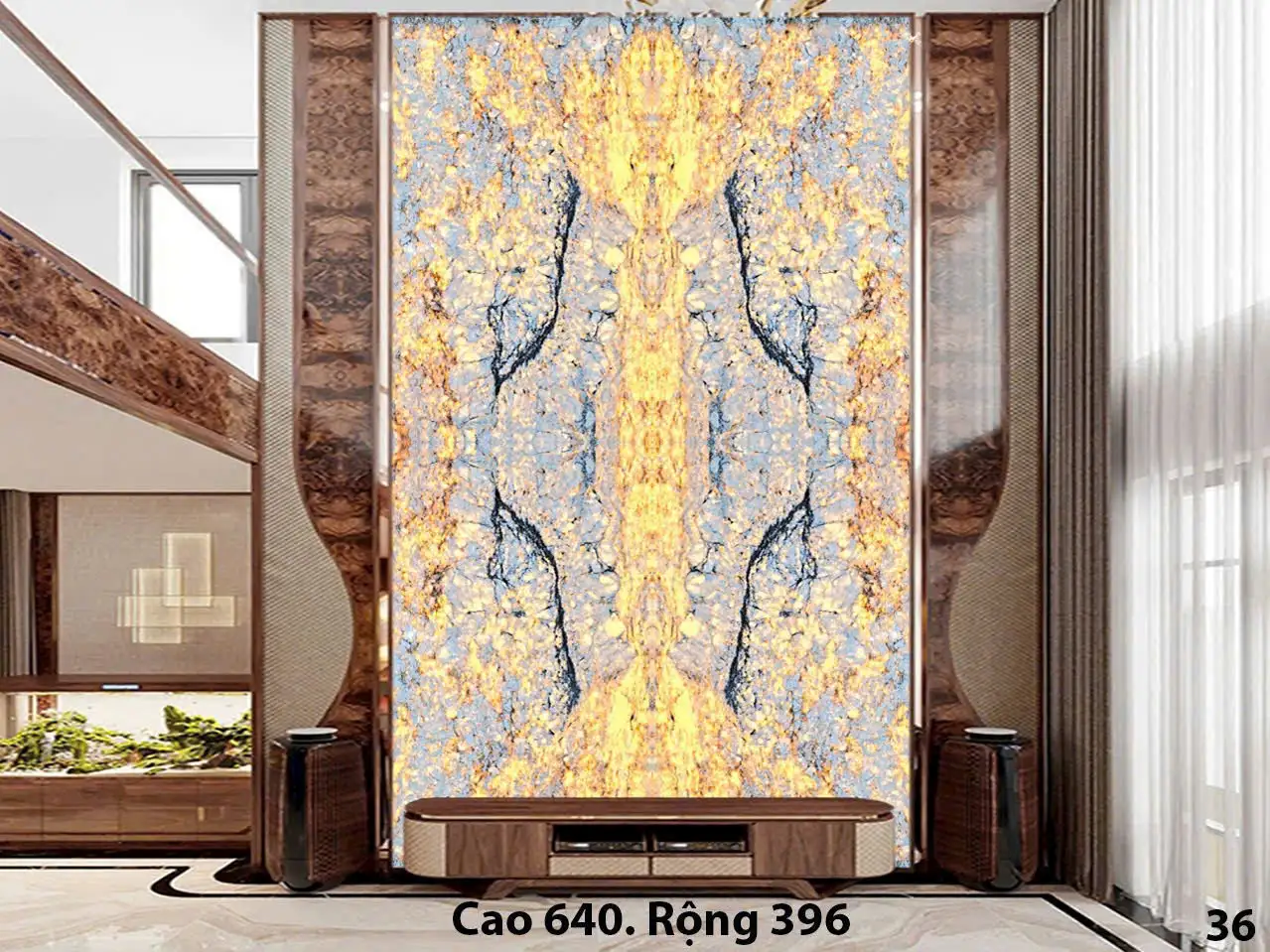 Tranh Đá Xuyên Sáng Thông Tầng 4 Tấm Đối Xứng 137