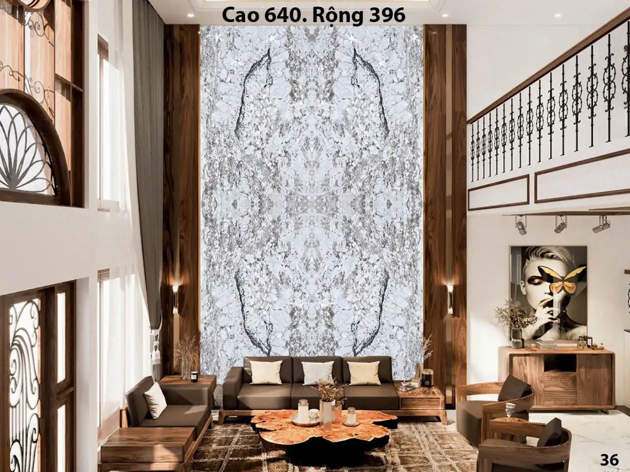 Tranh Đá Xuyên Sáng Thông Tầng 4 Tấm Đối Xứng 139
