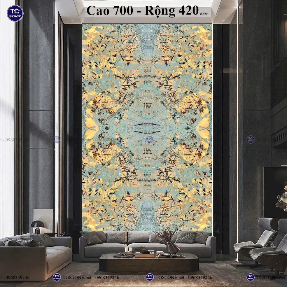 Tranh Đá Xuyên Sáng Thông Tầng 4 Tấm Đối Xứng 60