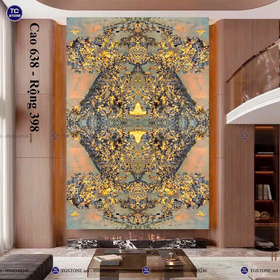 Tranh Đá Xuyên Sáng Thông Tầng 4 Tấm Đối Xứng 70