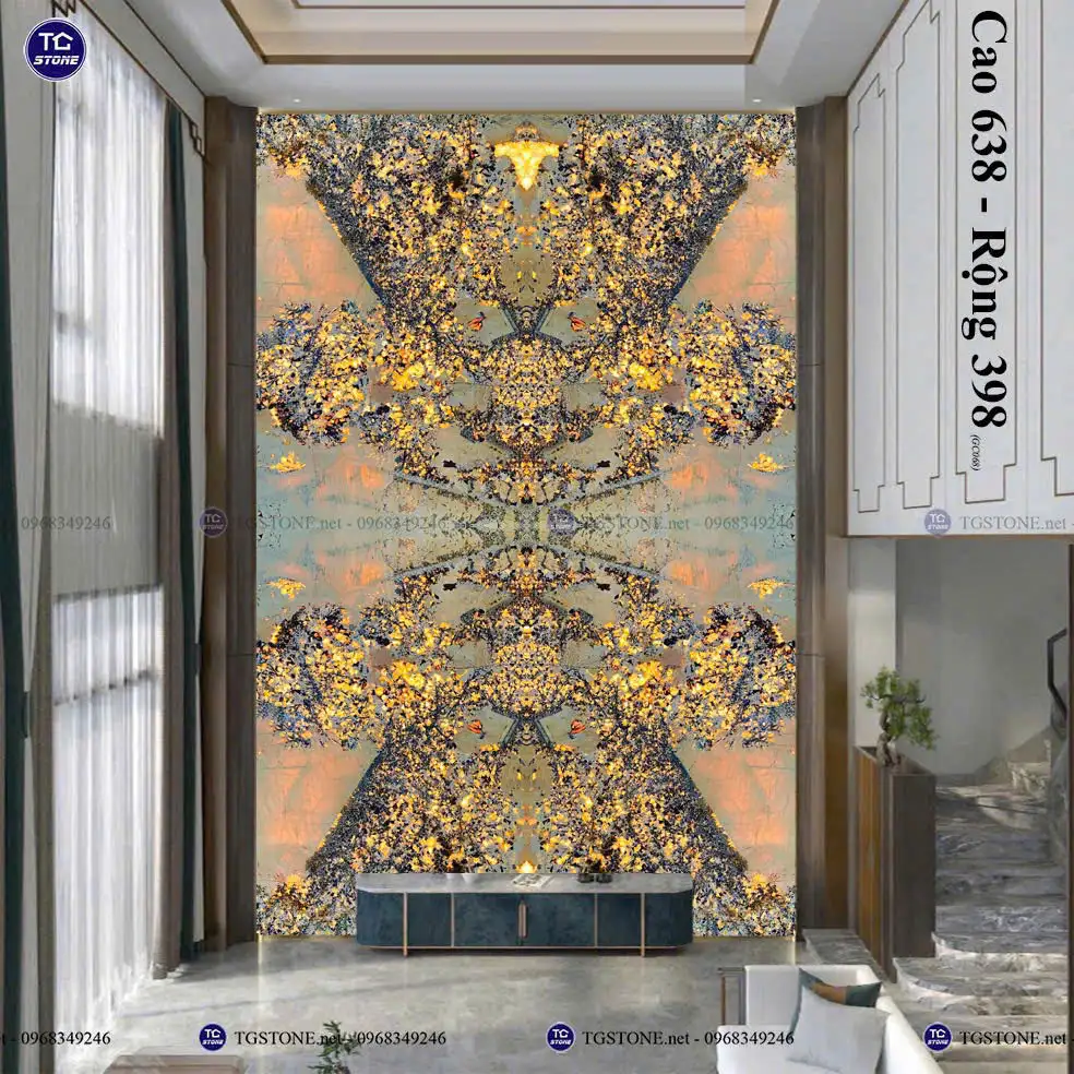 Tranh Đá Xuyên Sáng Thông Tầng 4 Tấm Đối Xứng 85