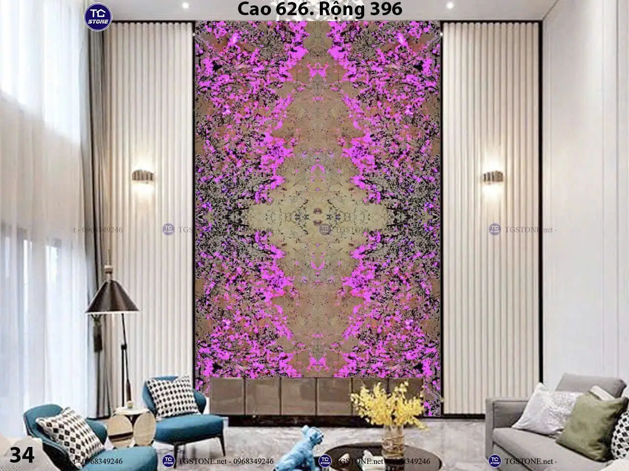 Tranh Đá Xuyên Sáng Thông Tầng 4 Tấm Đối Xứng 97