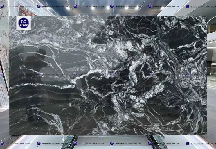 Đá Tự Nhiên Granite White Line Black